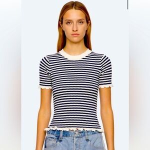 NWT Sea New York Addy Black White Striped Knit Baby Tee M $259